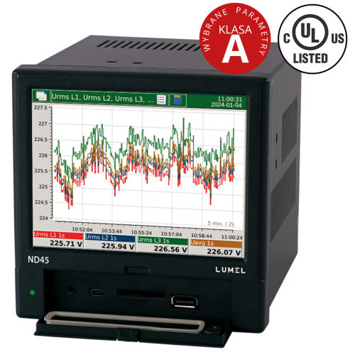 Read more about the article Zakup z dostawą 3 sztuk analizatorów parametrów sieci LUMEL ND45, klasa pomiarowa A/S Uwej:3×57.7/100 V, 1011 M002 ze świadectwem wzorcowania